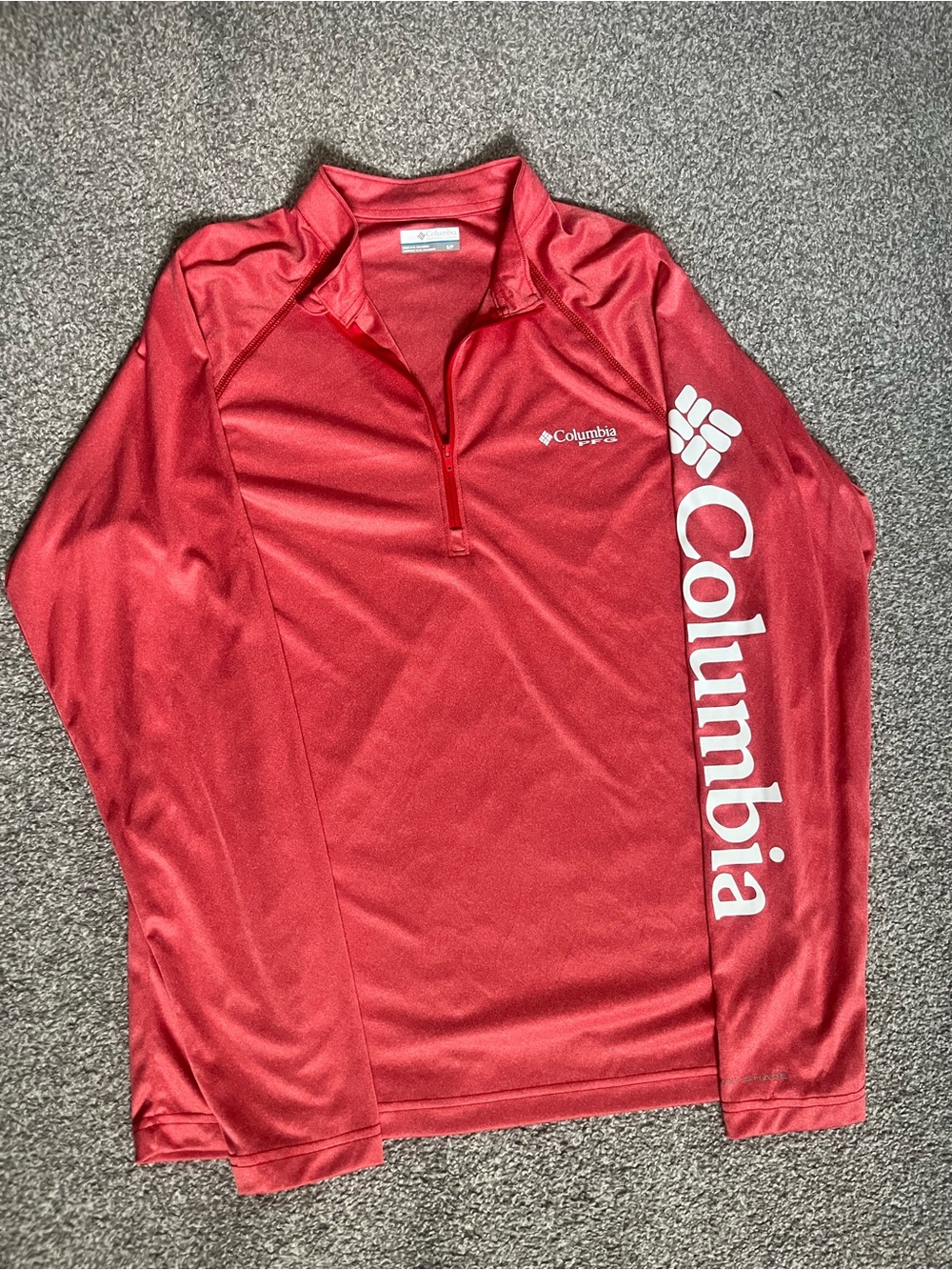Columbia PFG Red Long-Sleeve 1/4 Zip Performance Pullover